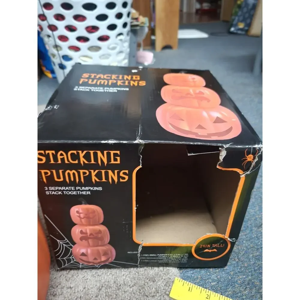 Stacked Pumpkins Orange In Box Excellent